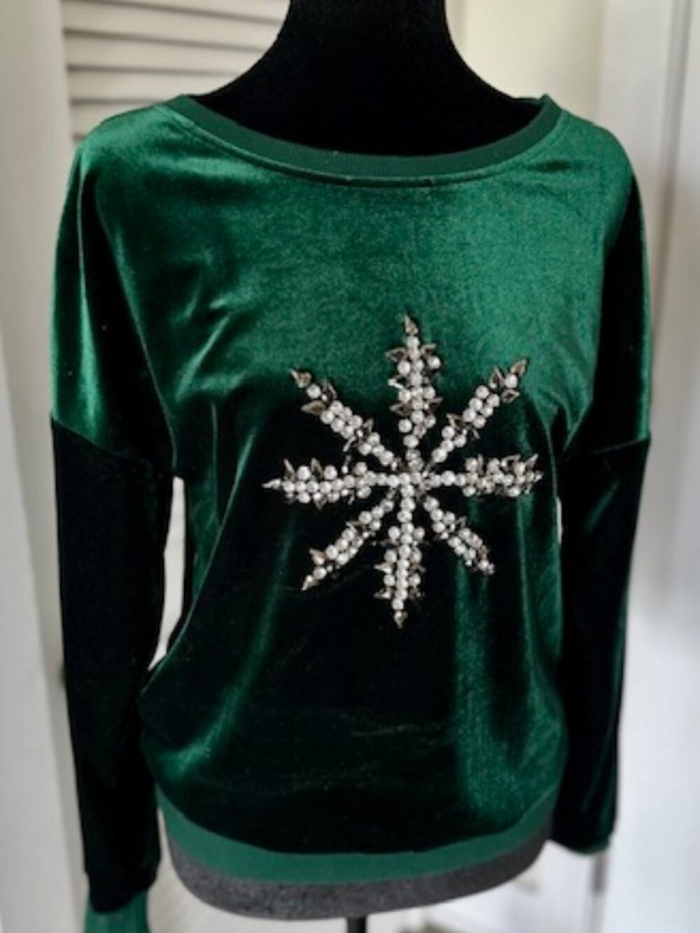 Boston Proper Velour Snow Flake Sweater